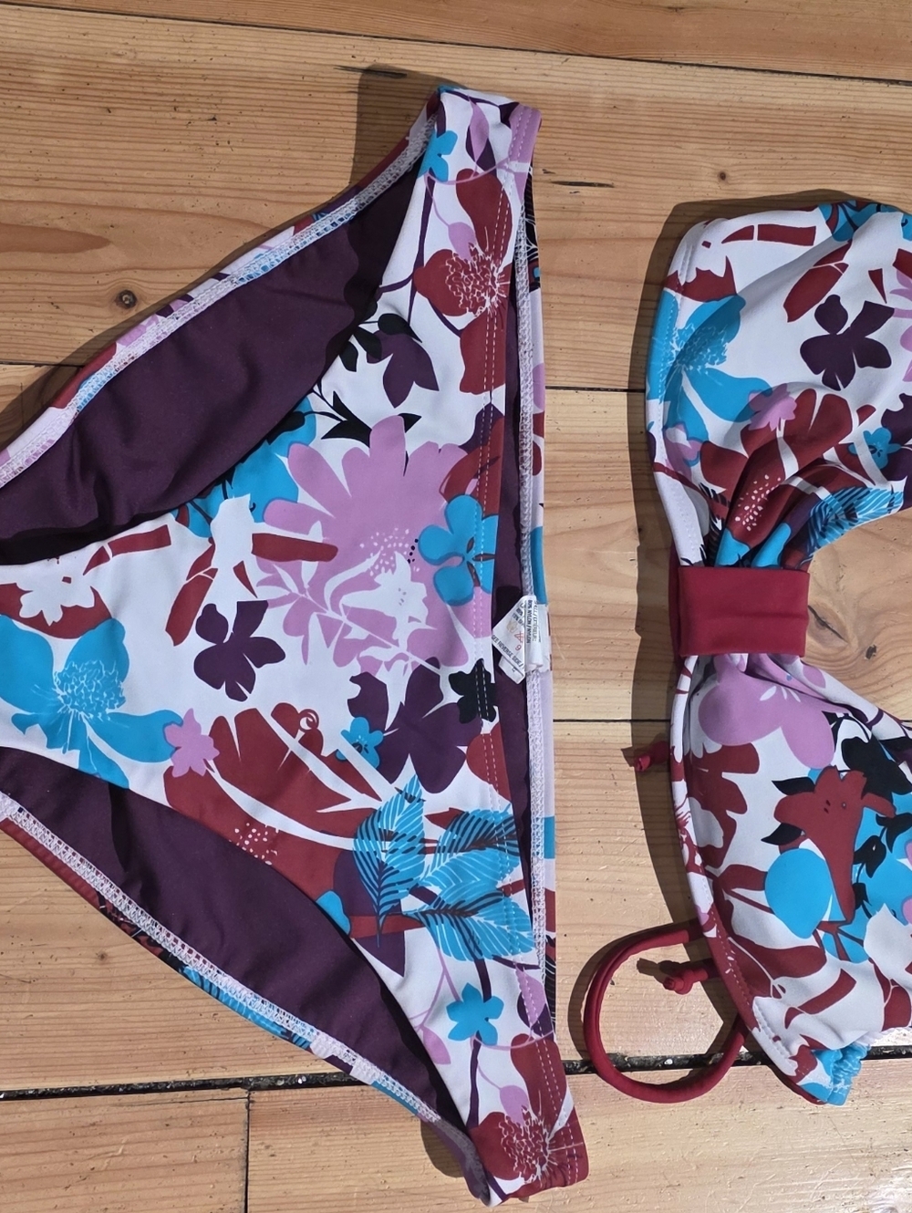 Floral Two-Piece Swimsuit - Pink & Blue